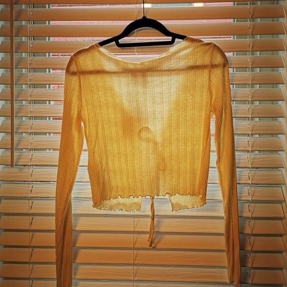 Off White Cream Ribbed Tie-Front Cardigan - Picture 6 of 11